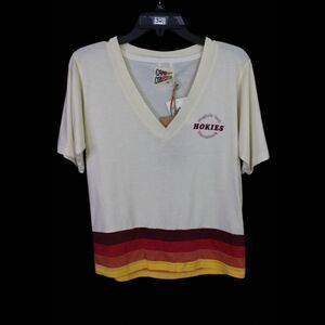 SUMMIT CAMP COLLECTION VIRGINIA TECK BLACKSBURG HOKIES 4 STRIPE VNECK SS XS NWT
